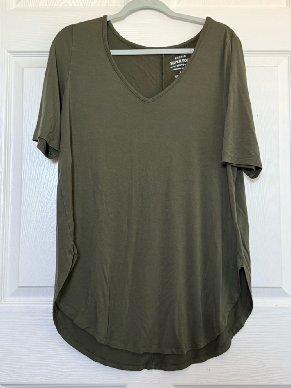 torrid Olive V-Neck Short Sleeve Tee